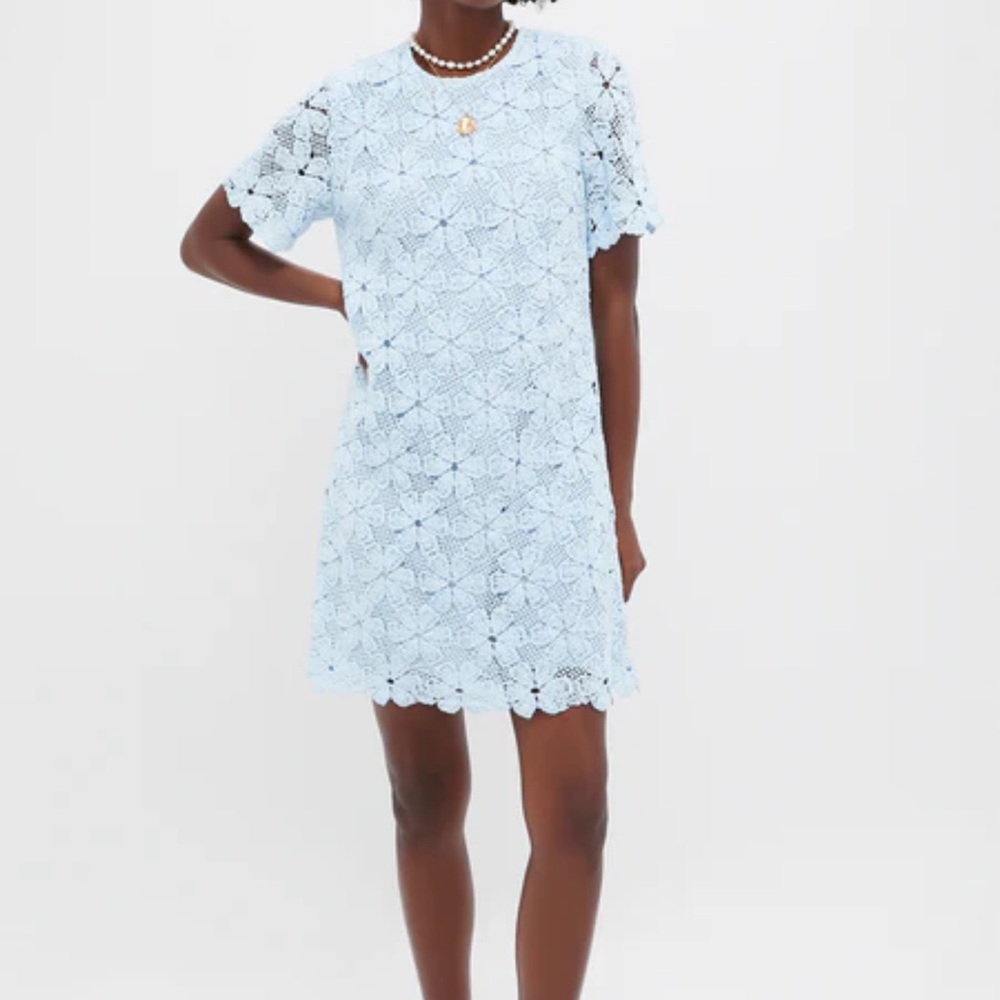 Tuckernuck Baby Blue Crochet Lace Short-Sleeve Mini Dress - Picture 3 of 11